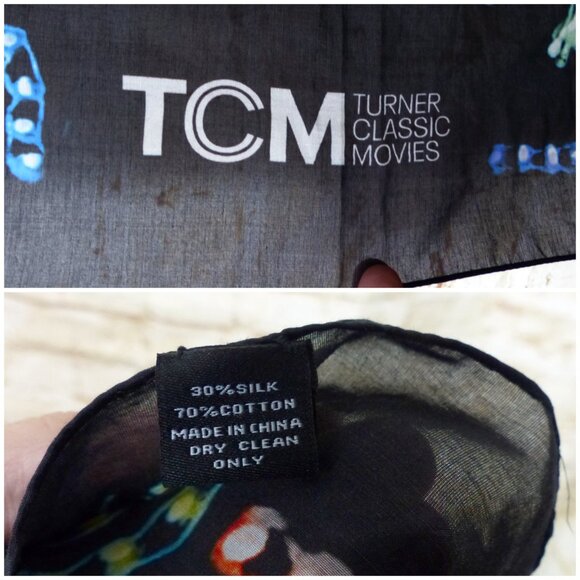 TCM Turner Classic Movie Scarf Black Colorful Fireworks Kaleidoscope Silk Wrap - Picture 3 of 15